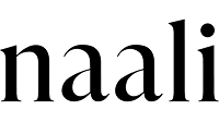 Logo Naali Noir et Blanc - Design Typographique Élégant Le mot naali écrit en lettres minuscules noires avec une police serif élégante sur un fond blanc épuré.